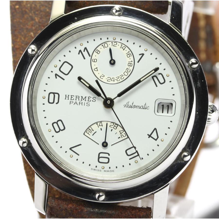 HERMES ※ブレス訳あり品【HERMES】エルメス クリッパー パワーリザーブ 