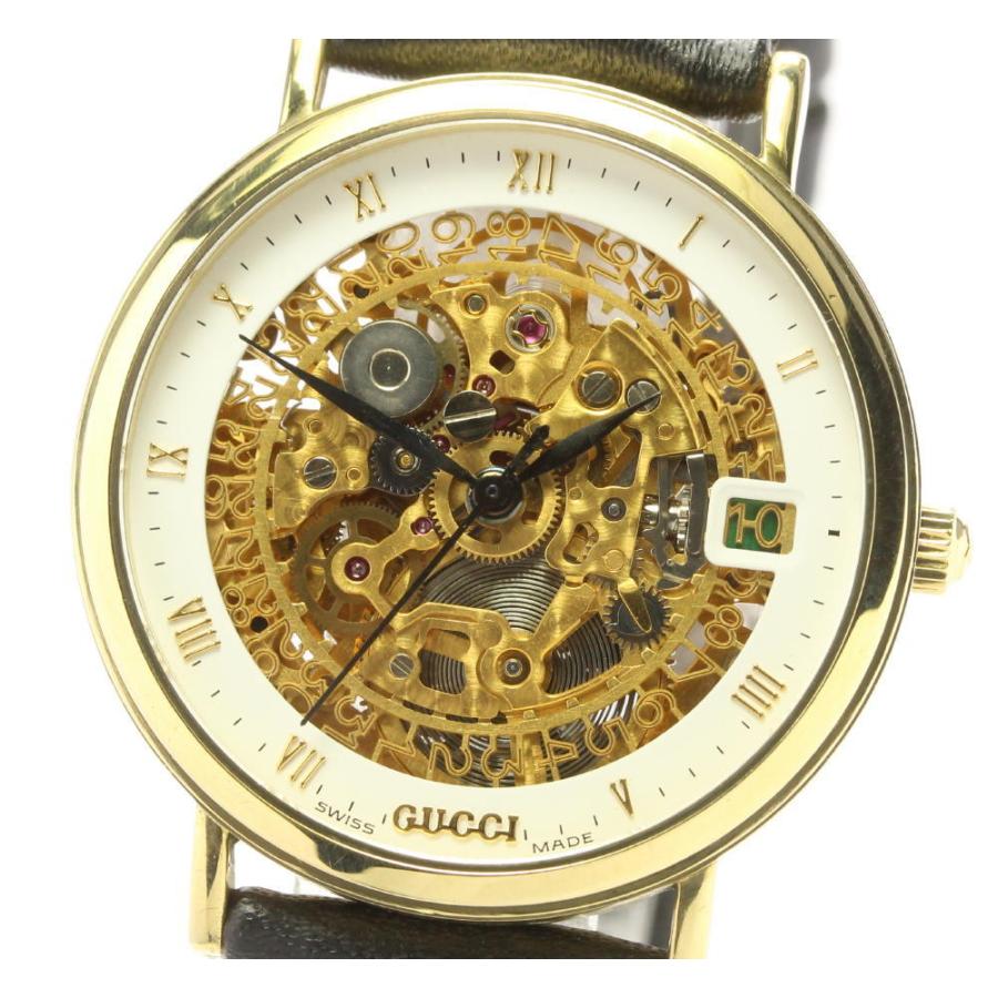 GUCCI 自動巻き 腕時計 本体 GUCCI（グッチ） ☆良品【GUCCI】グッチ スケルトン デイト K18YG 自動