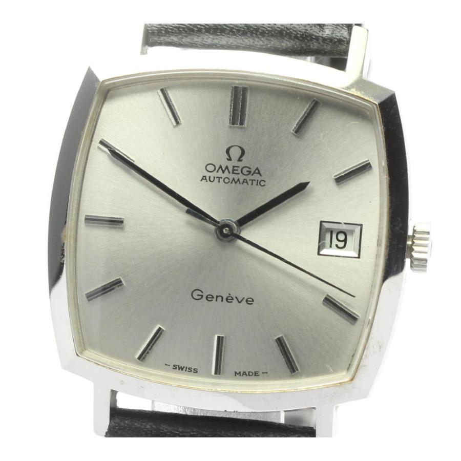 OMEGA Geneve 自動巻き時計 スクエア オメガ/ジュネーヴスクエアデイト/シルバーダイヤル/SS/自動巻き