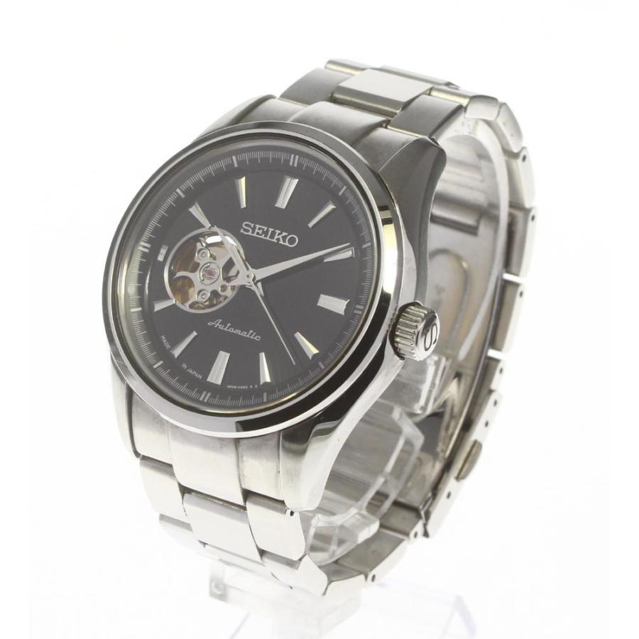 【美品】セイコー　プレサージュ4R38　自動巻き　オープンハート セイコー プレザージュ クラシック 墨色ダイヤル オープンハート