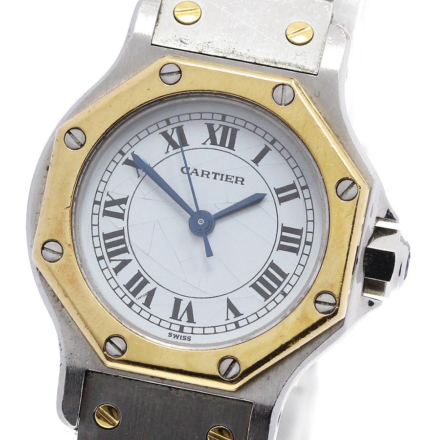明日22時迄 訳ありCartier カルティエ サントスオクタゴン コンビSM Cartier（カルティエ） 訳あり サントスオクタゴンSM YGコンビ デイト