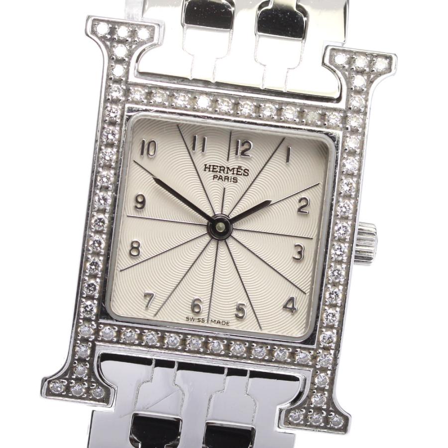 ☆良品【HERMES】エルメス Hウォッチ ダイヤベゼル HH1.230 クォーツ レディース【ev20】 HERMES（エルメス） ☆良品【HERMES】エルメス Hウォッチ ダイヤベゼル
