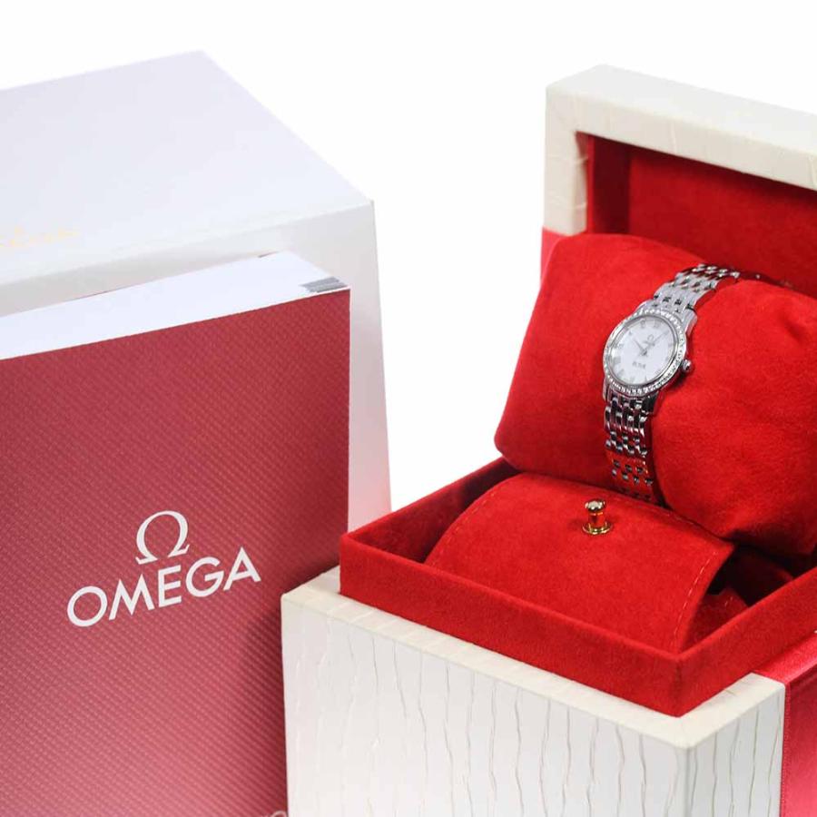 オメガ OMEGA 4575.76 デビル プレステージ ダイヤベゼル 12Pダイヤ クォーツ レディース 良品 _914581 OMEGA（オメガ） 【OMEGA】オメガ デビル プレステージ ダイヤベゼル