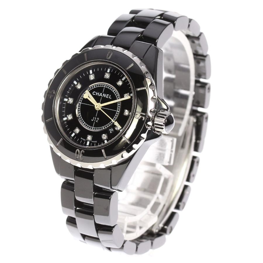 アリスです。完品CHANEL時計 J12 12Pブラック H1625 中古)CHANEL シャネル J12 ブラック セラミック 12Pダイヤ H1625