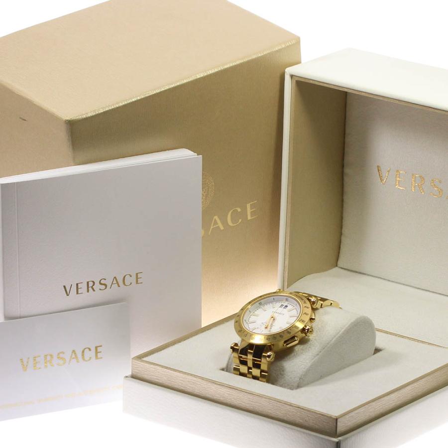 【希少】ヴェルサーチ Vレース クロノグラフ ホワイト アラーム 箱付 VERSACE（ヴェルサーチェ） ☆箱・保証書付き【VERSACE】ヴェルサーチ