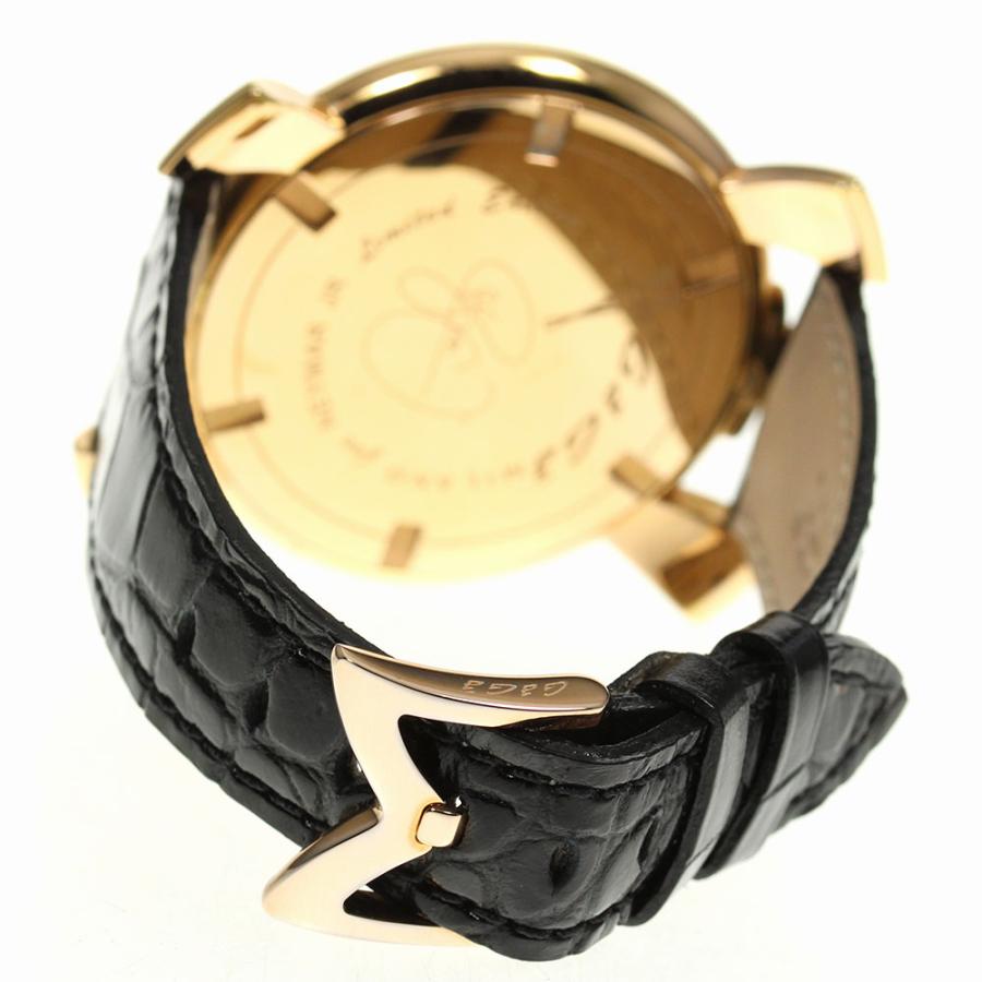 稼働品 ガガミラノ マヌアーレ 46MM ゴールド シェル文字盤 電池式 腕時計 GaGa MILANO（ガガミラノ） ☆箱・保証書付き【GaGa MILANO
