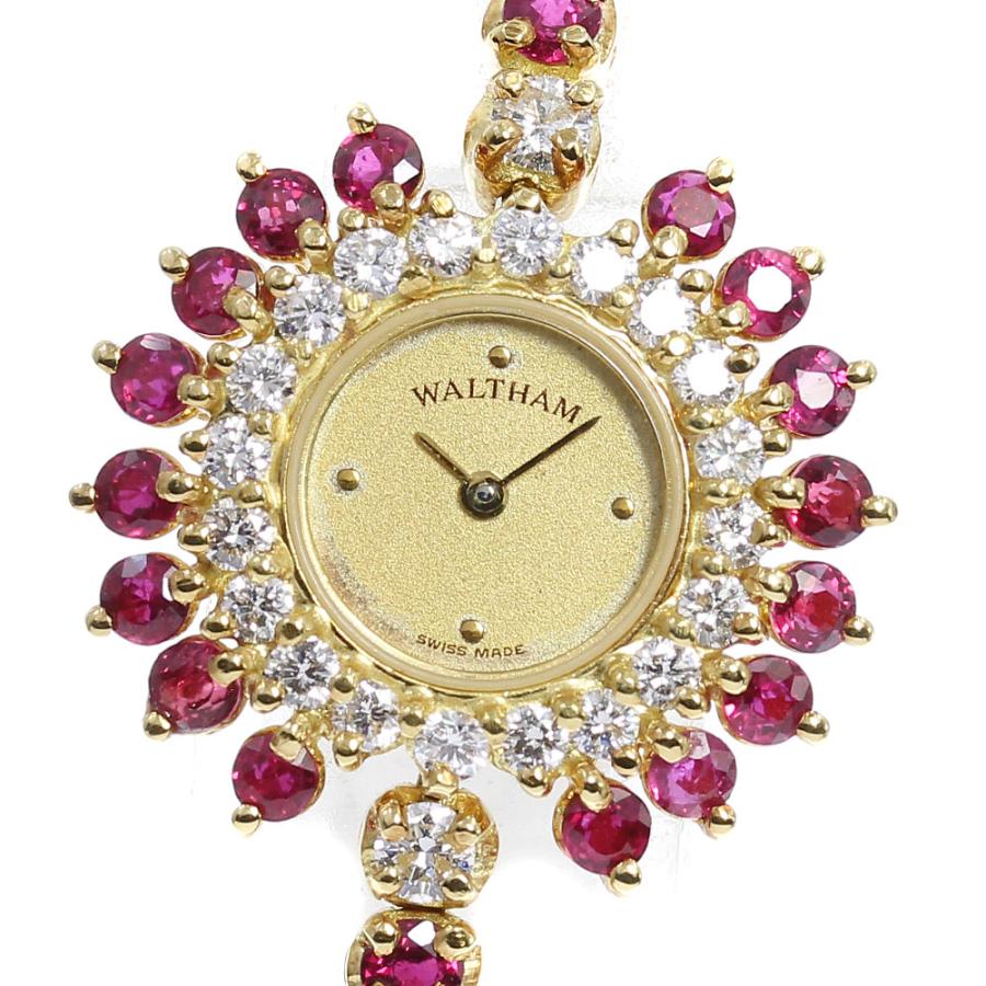 WALTHAM】ウォルサム K18YG ダイヤモンドベゼル クォーツ レディース_  