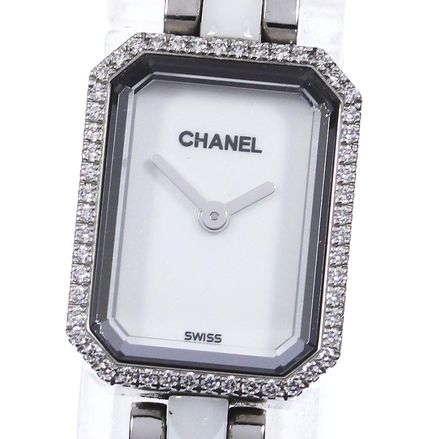 CHANEL シャネル ウォッチ プルミエール・ダイヤベゼル 時計 H2132 腕時計
 ステンレス/ホワイトセラミック ホワイト クオーツ ホワイトラッカー文字盤 レディース【中古】【473】 CHANEL（シャネル） CHANEL H2132 プルミエール ダイヤベゼル クォーツ