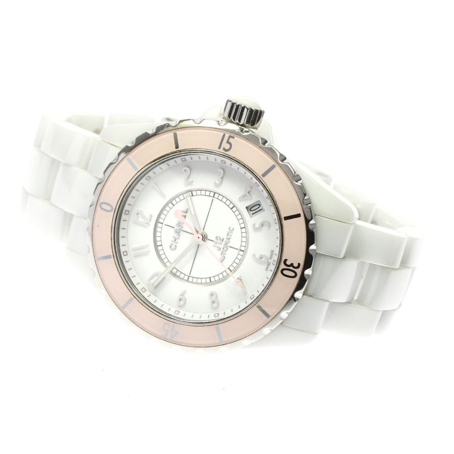 シャネル CHANEL 腕時計 J12 H4468 世界1200本限定モデル ソフトピンク ホワイト文字盤 白 カレンダー SS ホワイト セラミック 自動巻き 【中古】 CHANEL - シャネル CHANEL 腕時計 J12 H4468 世界1200本限定モデル