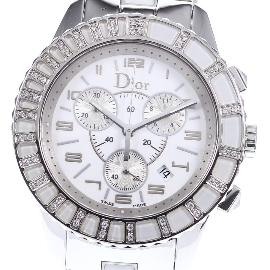 ディオール Dior CD114311-V クリスタル ダイヤベゼル クロノグラフ