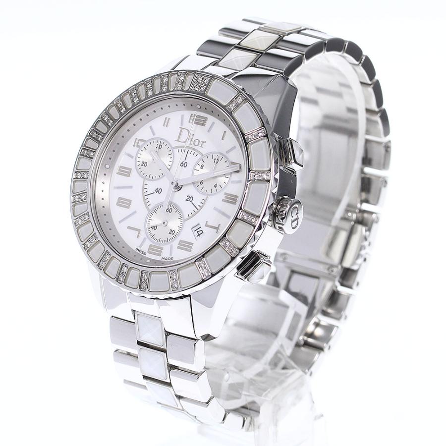 ディオール Dior CD114311-V クリスタル ダイヤベゼル クロノグラフ