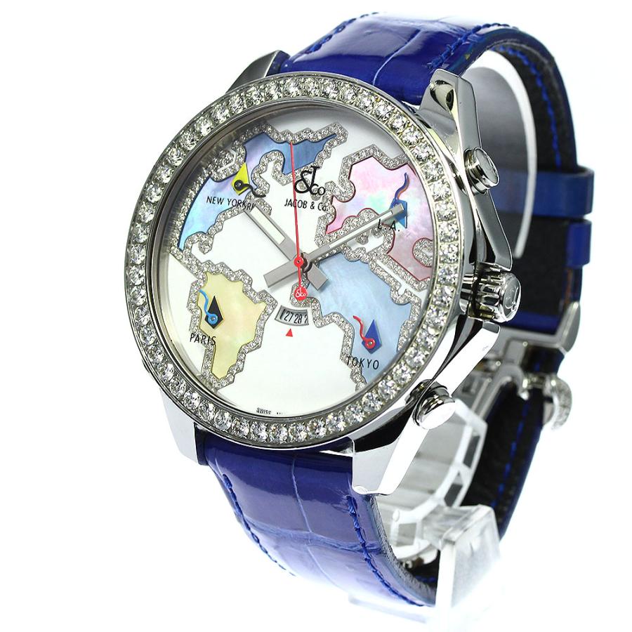 JACOB&CO ジェイコブ 5タイムゾーン ダイヤベゼル デイト クォーツ  