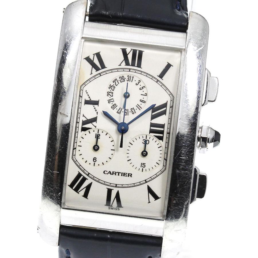 カルティエ CARTIER 2312 タンクアメリカンLM K18WG クロノリ 