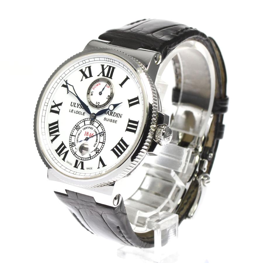 ULYSSE NARDIN ユリスナルダン マキシ マリーン クロノメーター 263 67 デイト パワーリザーブ 200m防水 白 ホワイト SS ステンレス 純正ベルト 純正尾錠 メンズ 自動巻き【6ヶ月保証】【腕時計】【中古】 ULYSSE NARDIN（ユリスナルダン） Ulysse Nardin 263-67 マキシ