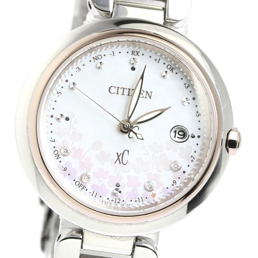 シチズン CITIZEN ES9465-68W XC クロスシー 4Pダイヤ サクラ ソーラー 