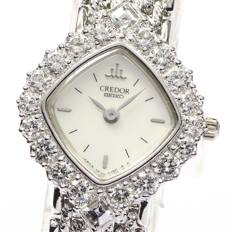 セイコー SEIKO 1E70-3120 クレドール K18WG ダイヤベゼル クォーツ  