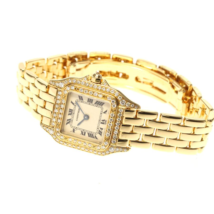 Cartier(カルティエ) 腕時計 パンテールSM W25022B9 レディース 金無垢/K18YG 白 Cartier - Cartier(カルティエ) 腕時計 パンテールSM W25022B9
