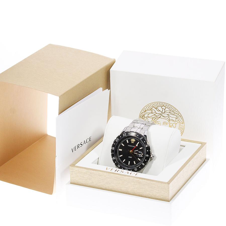 【箱付き】VERSACE　ヴェルサーチ　GMT　純正レザーベルト 腕時計 箱付き】VERSACEヴェルサーチGMT純正レザーベルト 腕時計