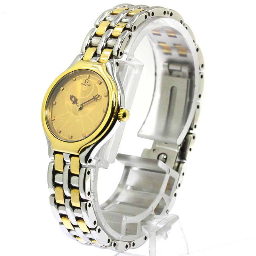 オメガ OMEGA デビル ユニークダイアル YGベゼル クォーツ レディース  