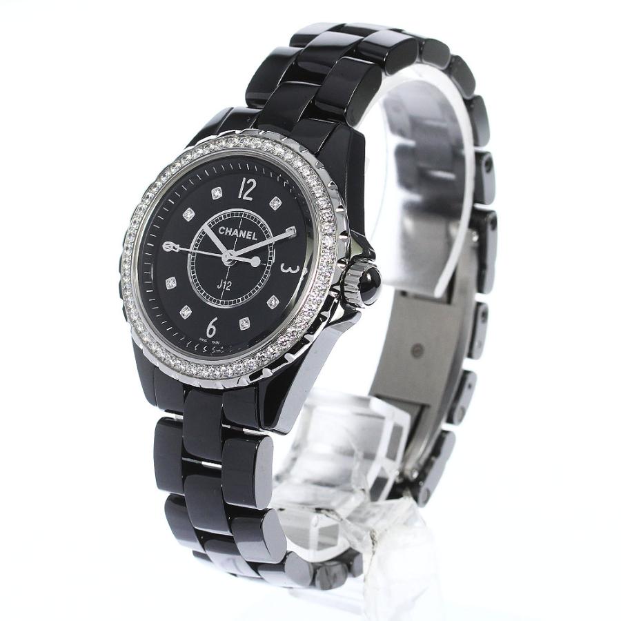 CHANEL シャネル H3108 J12 黒セラミック ダイヤベゼル 8P クォーツ 