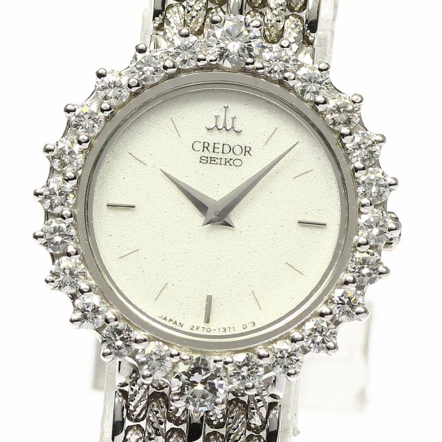 セイコー SEIKO 2F70-0310-D クレドール WG ダイヤモンド クォーツ  