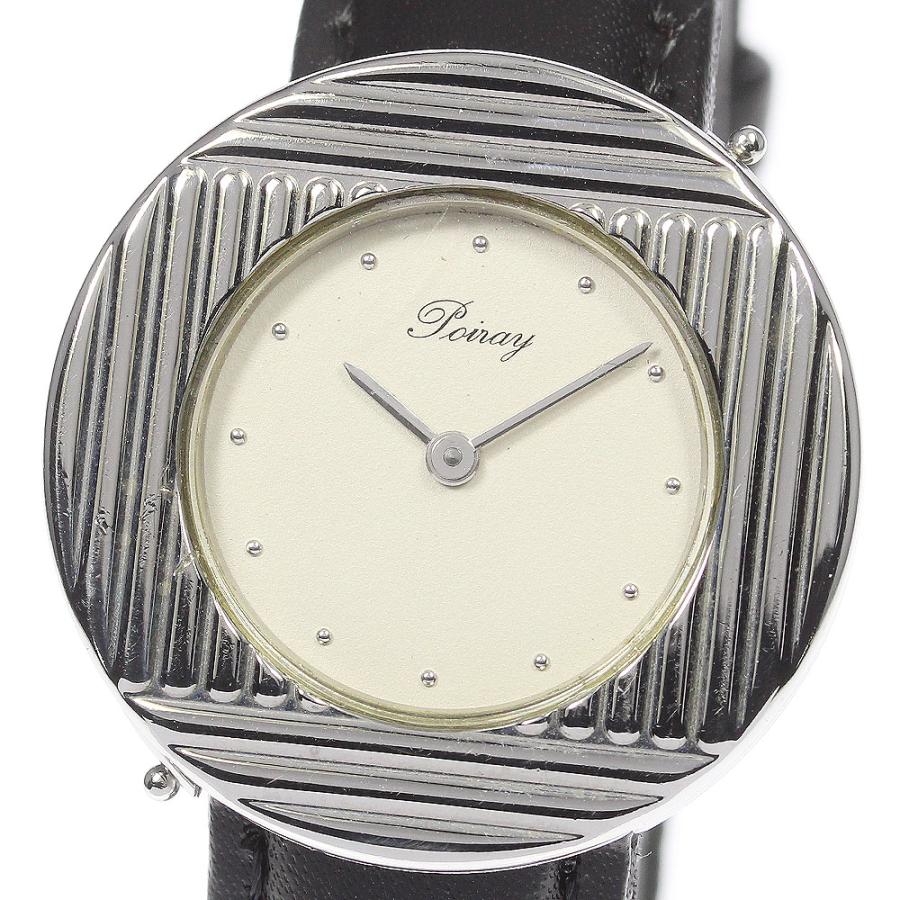 Poiray 腕時計 クォーツ ホワイトダイヤル ブラックレザー Poiray