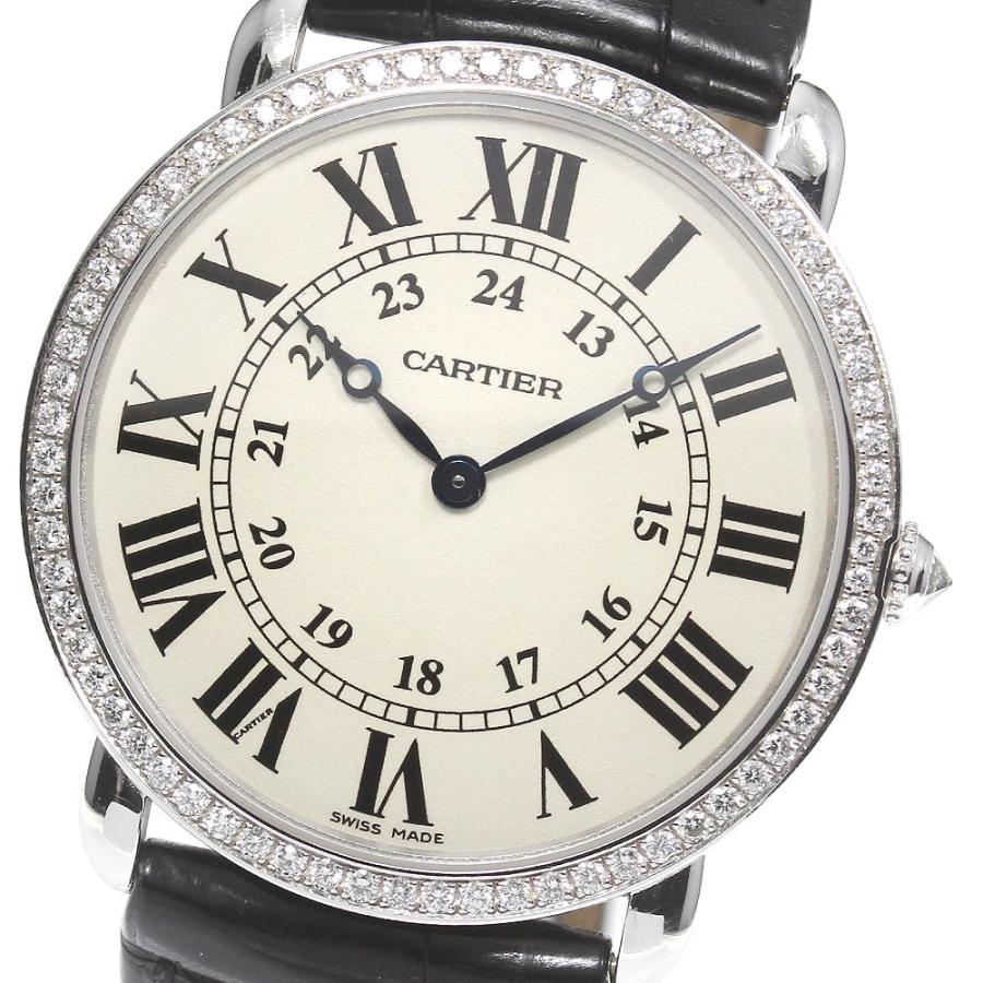 カルティエ CARTIER WR000551 ロンドルイ K18WG ダイヤベゼル 手巻き メンズ _775810 Cartier（カルティエ） CARTIER WR000551 ロンドルイ K18WG ダイヤ
