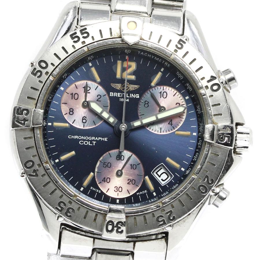 ブライトリング コルトクロノグラフ A53035 QZ ブラック文字盤 ブライトリング（BREITLING） 訳あり BREITLING A53035 コルト クロノ