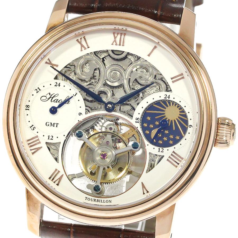 ハオファ HAOFA 1028C トゥールビヨン1028 GMT 手巻き メンズ 美品 箱 