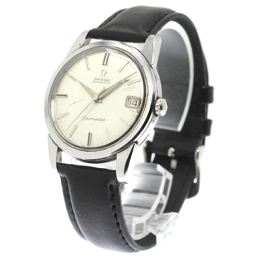 オメガ OMEGA 166.010 シーマスター デイト オメガ シーマスター 166.010-67 クロスライン シルバー文字盤 ライス