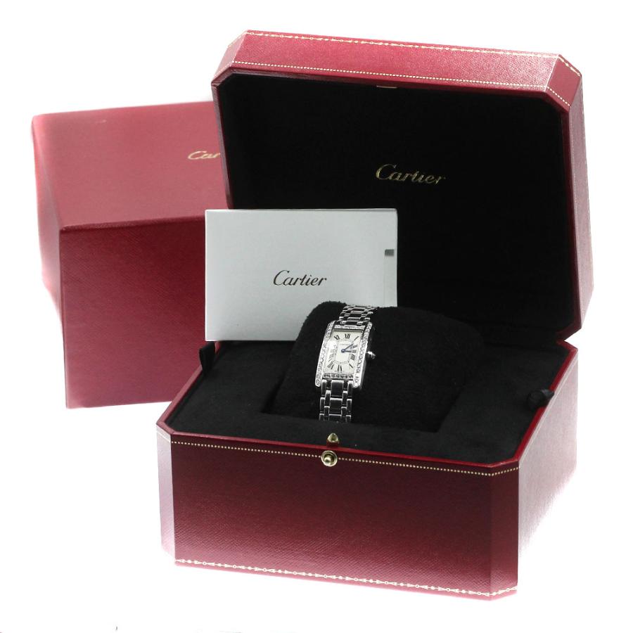 カルティエ CARTIER W2601956 タンクアメリカン SM K18WG アフターダイヤベゼル クォーツ レディース 箱付き_791191 Cartier（カルティエ） CARTIER W2601956 タンクアメリカン SM K18WG