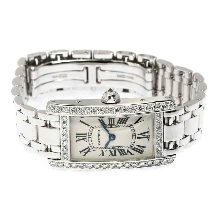 カルティエ CARTIER W2601956 タンクアメリカン SM K18WG アフターダイヤベゼル クォーツ レディース 箱付き_791191 Cartier（カルティエ） CARTIER W2601956 タンクアメリカン SM K18WG