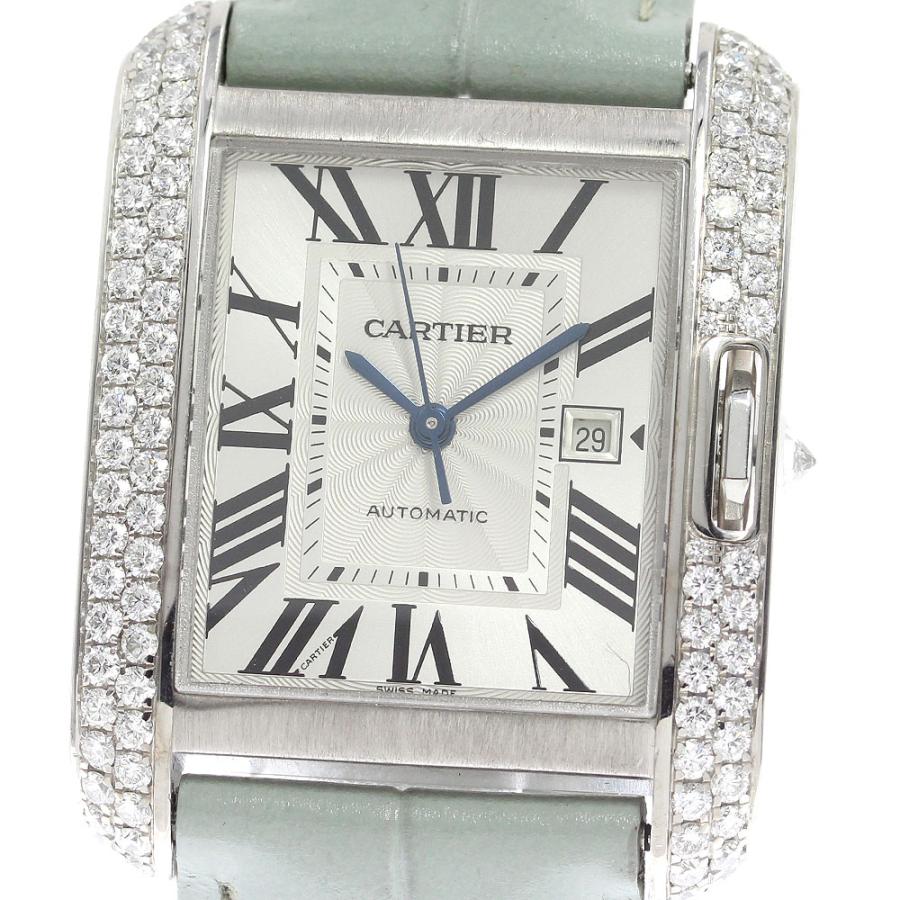 カルティエ CARTIER WT100018 タンクアングレーズ K18WG サイドダイヤ 自動巻き レディース 良品 _792412 Cartier（カルティエ） CARTIER WT100018 タンクアングレーズ K18WG