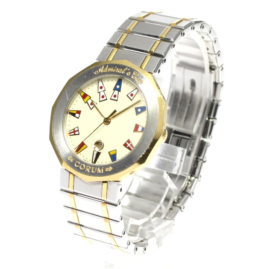 コルム アドミラルズカップ アイボリー デイト クォーツ メンズ 腕時計 美品 CORUM（コルム） CORUM 99.810.21 V-52 アドミラルズカップ YGコンビ