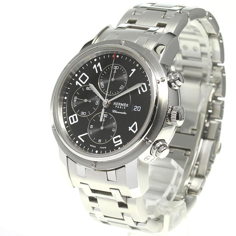 HERMES エルメス/クリッパークロノ デイト/CP1.910 ブラック ☆箱・保証書付き【HERMES】エルメス クリッパークロノ デイト CP1.910