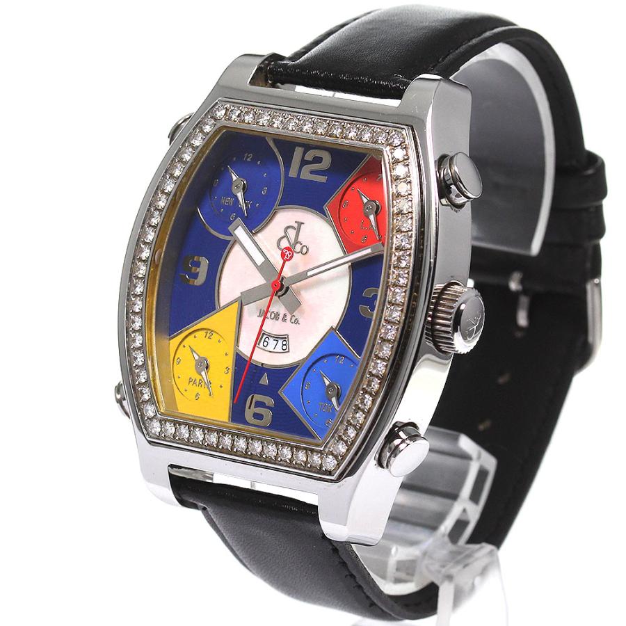 JACOB&CO 訳あり ジェイコブ 5タイムゾーン ダイヤベゼル クォーツ  