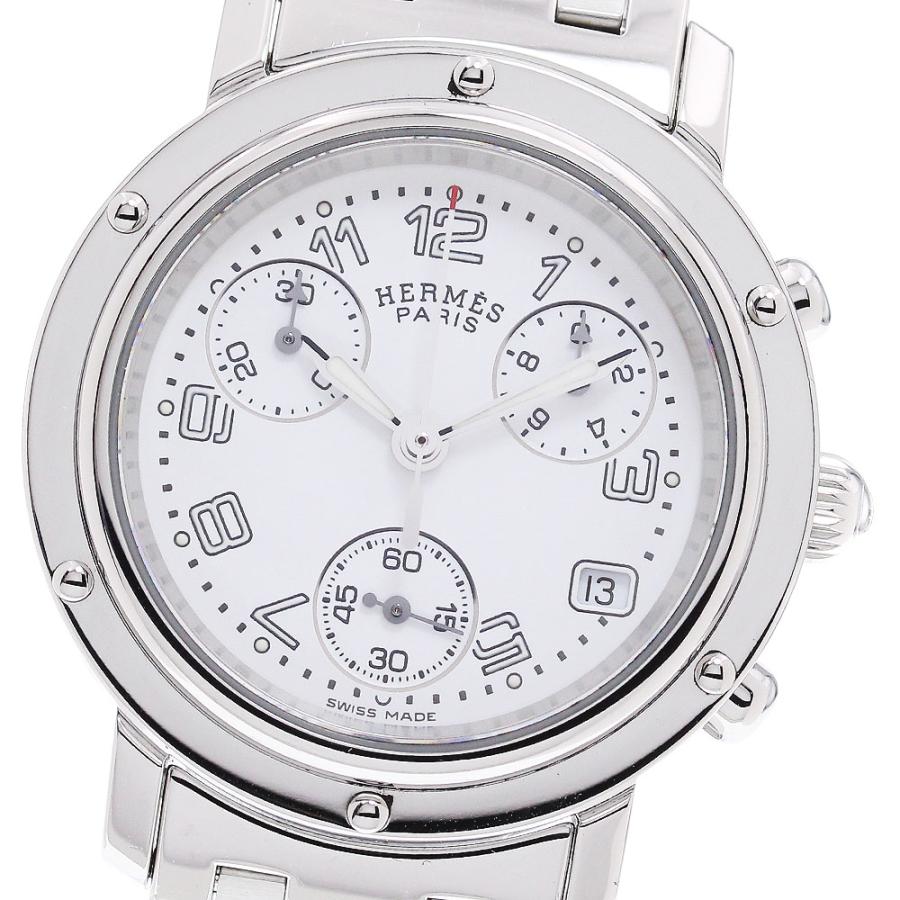 HERMES（エルメス） HERMES CL1.310 クリッパークロノ デイト クロノグラフ クォーツ レディース 保証書付き_796342 ...