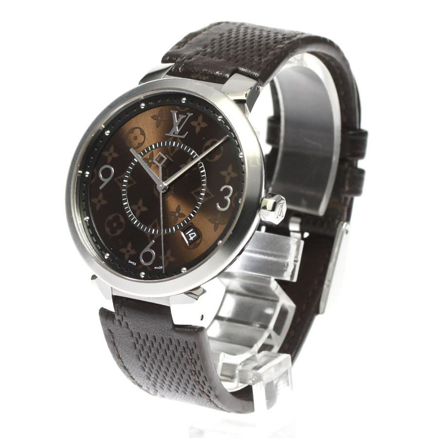 LOUIS VUITTON（ルイ・ヴィトン） LOUIS VUITTON QA005 タンブールスリム モノグラム デイト クォーツ メンズ ...