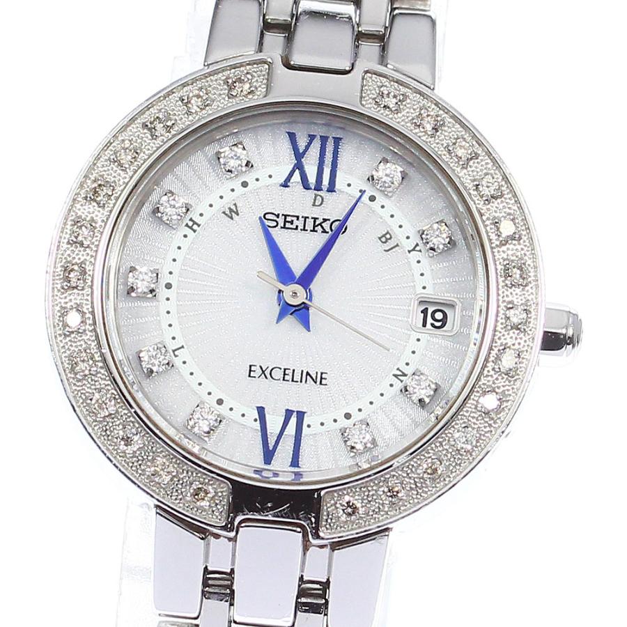 美品✨ SEIKO エクセリーヌ ソーラー レディース 9Pダイヤ 1B22 SEIKO（セイコー） SEIKO 1B22-0BR0 エクセリーヌ 9Pダイヤ ベゼル