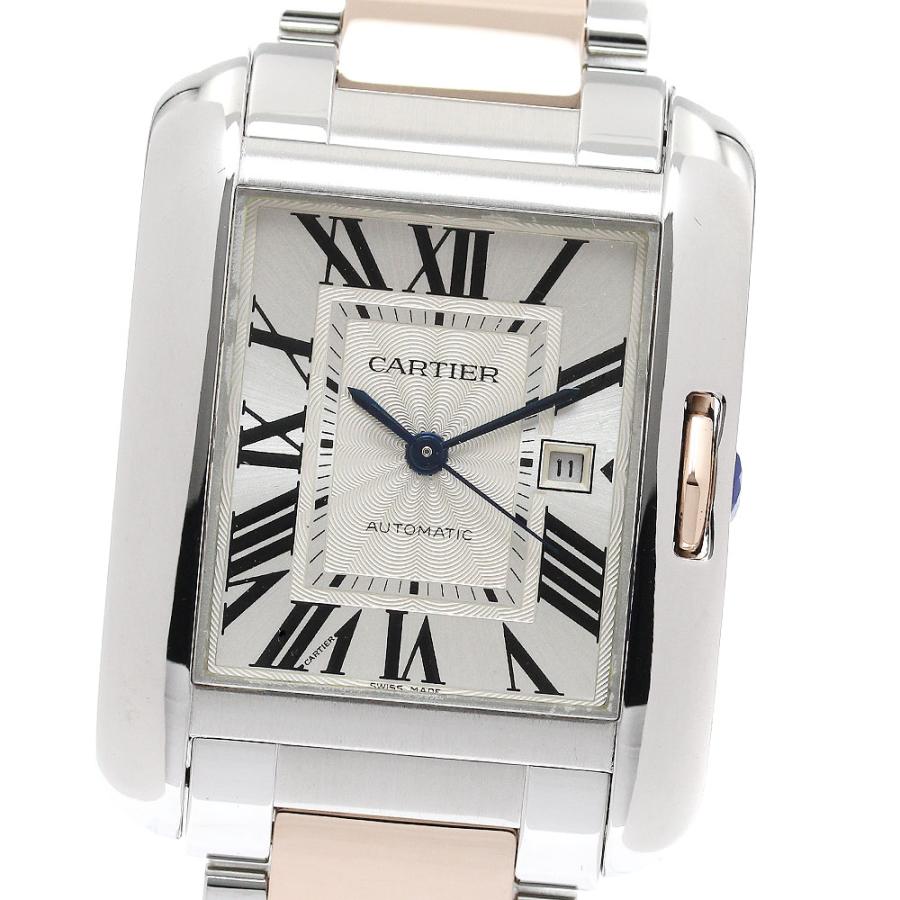 カルティエ CARTIER W5310007 タンクアングレーズLM PGコンビ デイト 自動巻き メンズ 良品 _808731 Cartier（カルティエ） CARTIER W5310007 タンクアングレーズLM PG