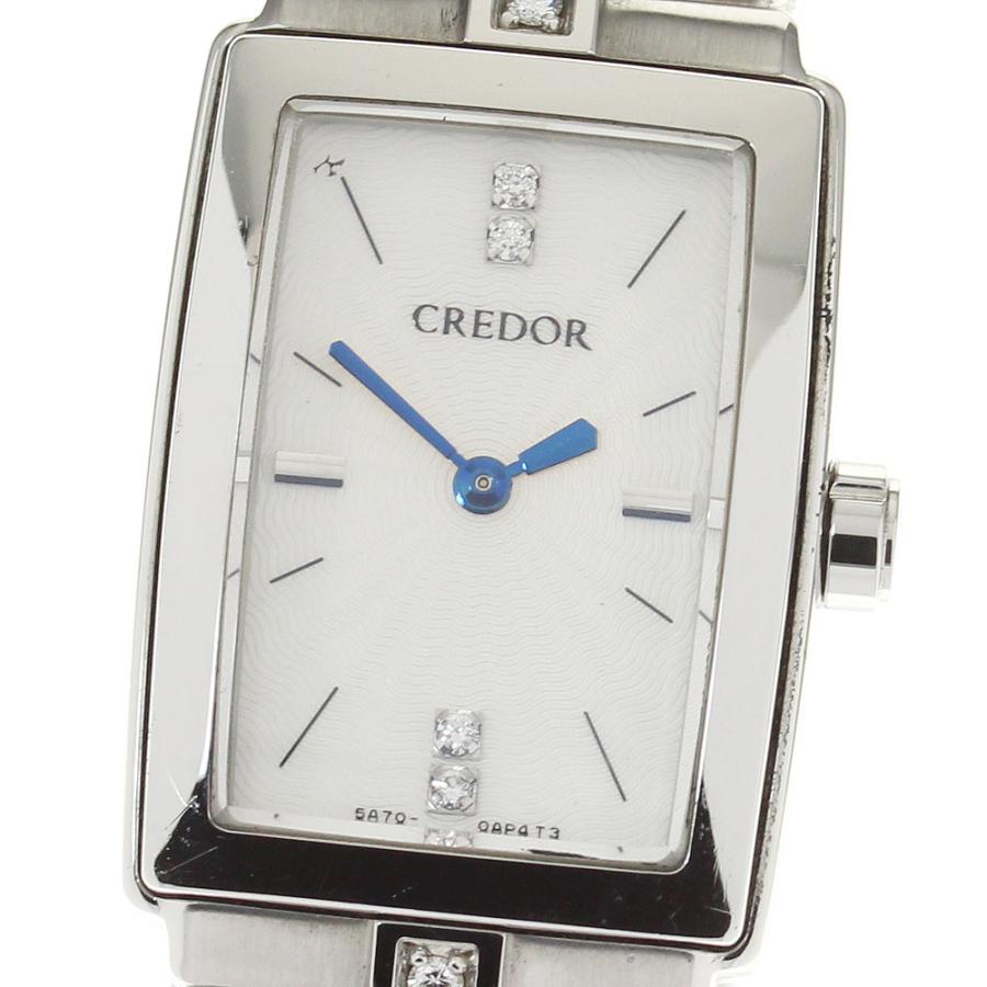CREDOR SEIKOアクア腕時計 ダイヤモンドクォーツ ホワイトレディース