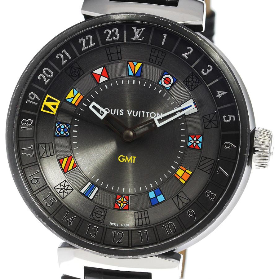 ルイ・ヴィトン LOUIS VUITTON QA097 タンブール ムーンデュアルタイム GMT クォーツ メンズ 美品 箱・保証書付き_936369 LOUIS VUITTON（ルイ・ヴィトン） LOUIS VUITTON QA097 タンブール