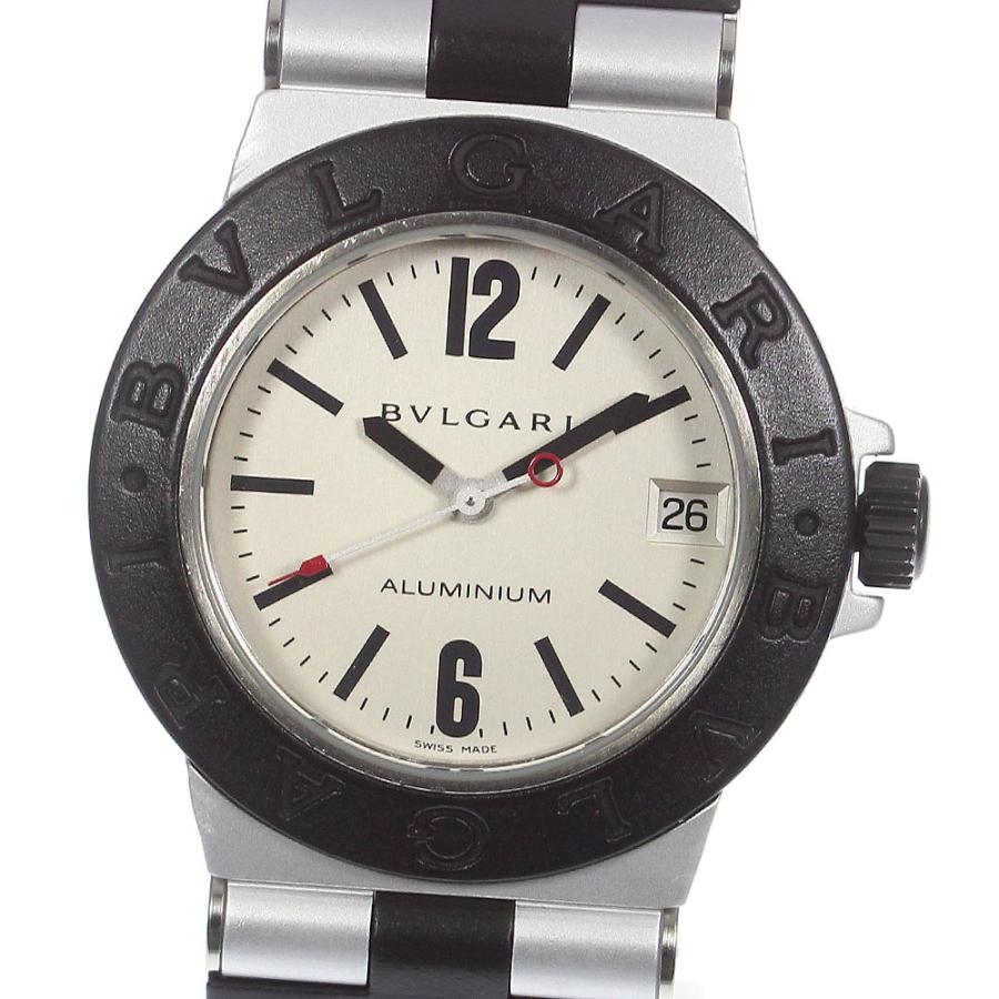 ブルガリ AL32TAボーイズ アルミニウム/ラバー クォーツ カーボン黒文字盤 BVLGARI ブルガリ AL32TA アルミニウム デイト クォーツ
