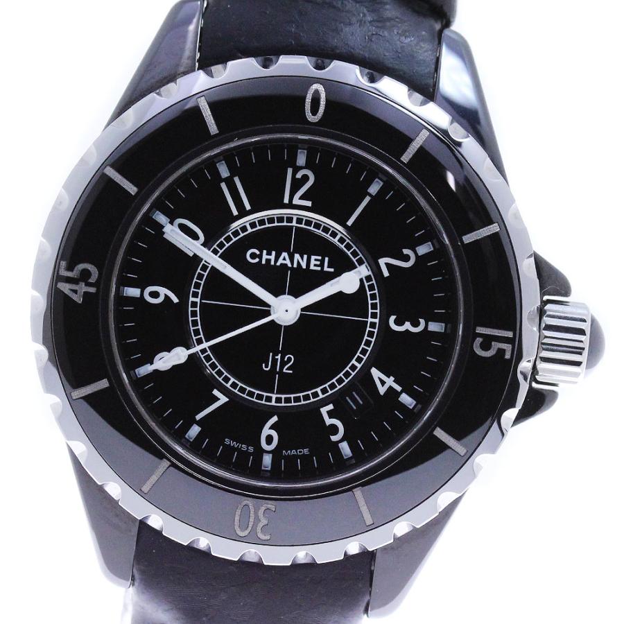 シャネル CHANEL H0680 J12 黒セラミック デイト クォーツ レディース  