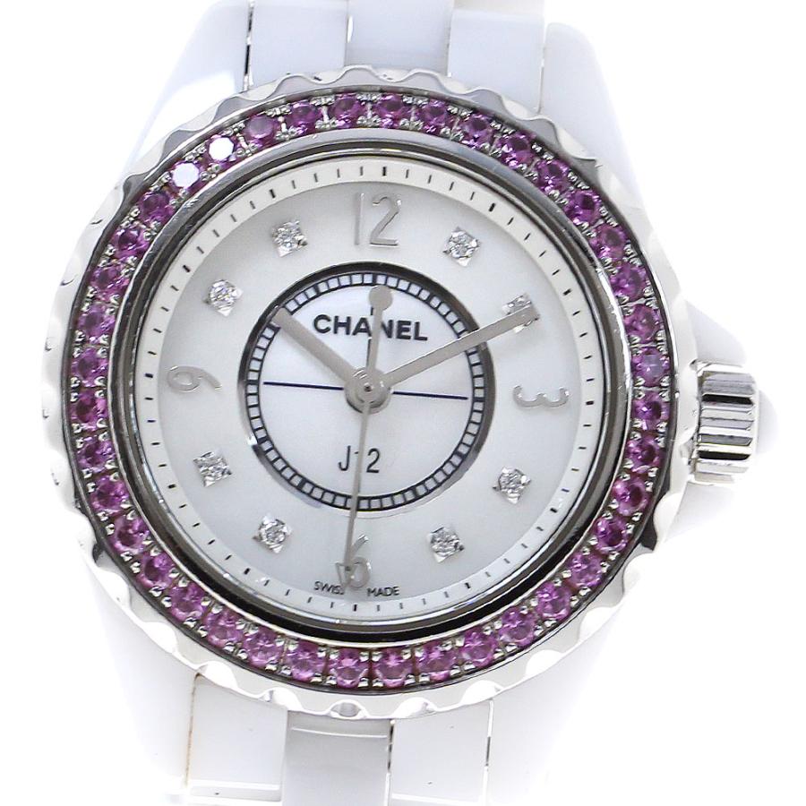 シャネル CHANEL H3243 J12 8Pダイヤ ピンクサファイアベゼル クォーツ レディース _815641 CHANEL（シャネル） CHANEL H3243 J12 8Pダイヤ ピンクサファイア