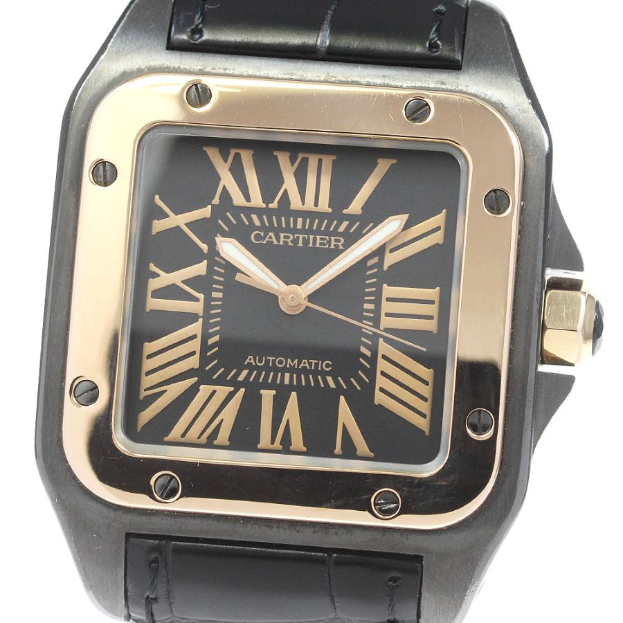 カルティエ CARTIER W2020009 サントス100LM カーボン 自動巻き メンズ 