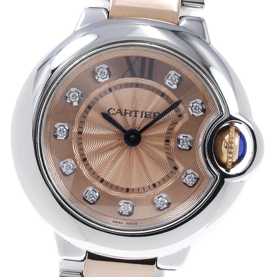 CARTIER カルティエ WE902052 バロンブルー28 11P ダイヤモンド 腕時計 SS SSxK18PG レディース [中古] CARTIER カルティエ WE902052 バロンブルー28 11P ダイヤモンド 腕時計
