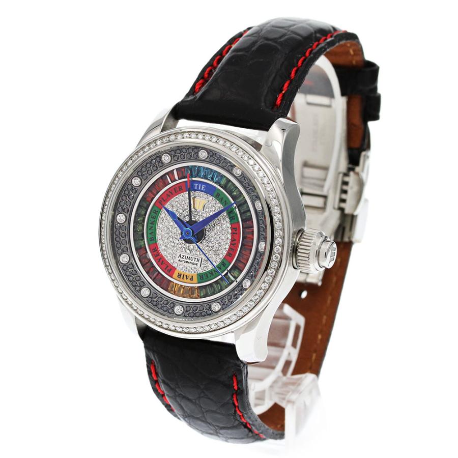 【147416】AZIMUTH アジムート グランドバカラマリーナベイサンズスペシャルエディション ホワイトシェルダイヤル SS/レザー 自動巻き 当店オリジナルボックス 腕時計 時計 WATCH メンズ 男性 男 紳士【中古】 アジムート（AZIMUTH） グランドバカラ マリーナベイサンズ スペシャル