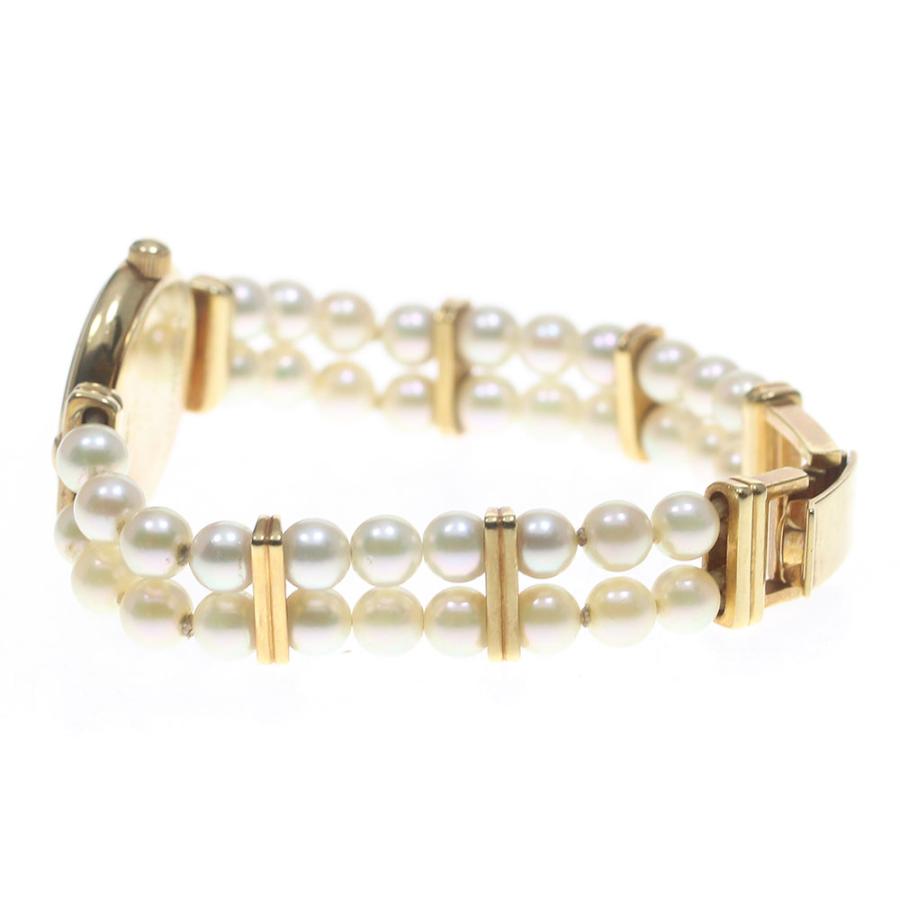 訳あり ミキモト MIKIMOTO 4N20-0941 2重パールウォッチ K18YG