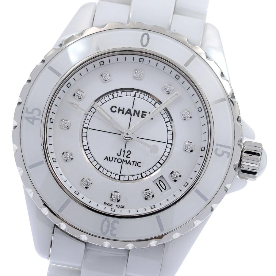 シャネル CHANEL H1629 J12 白セラミック 38MM 12Pダイヤ 自動巻き メンズ 良品 保証書付き_862467 CHANEL（シャネル） CHANEL H1629 J12 白セラミック 38MM 12Pダイヤ